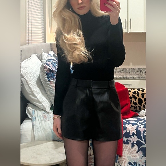 Zara Vegan Leather Black Shorts - Picture 9 of 9